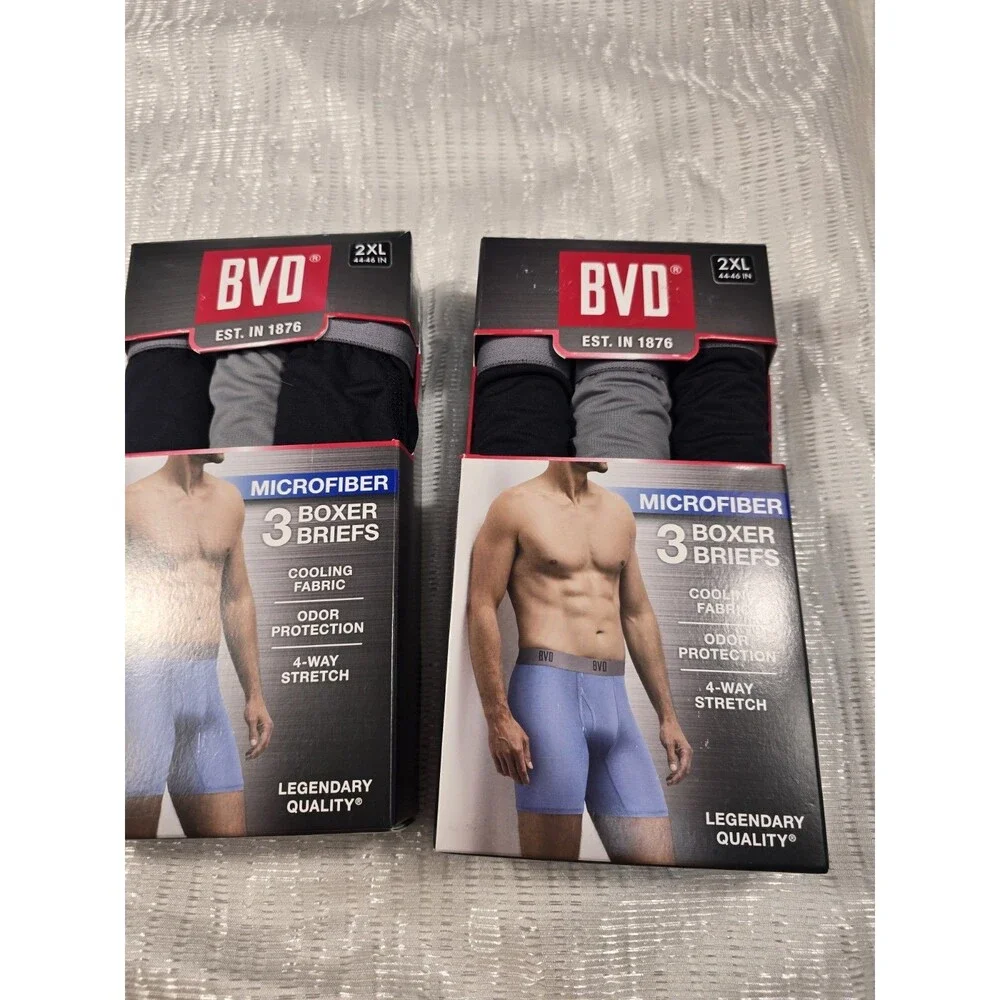 BVD® Men's Microfiber Boxer Briefs, Assorted 3 Pack 2XL